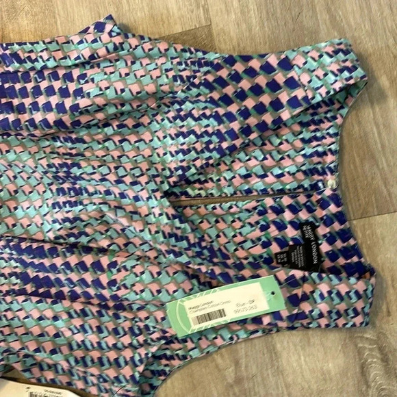 Maggy London Sleeveless Lined Geometric Retro Fit & Flare Dress Petite 0 NWT - Picture 3 of 9